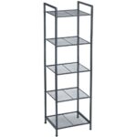 SONGMICS Bathroom Shelf 5-Tier Storage Rack with Adjustable Shelf Black
