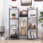 SONGMICS Bathroom Shelf 5-Tier Storage Rack with Adjustable Shelf Black - Image 2