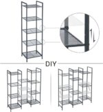 SONGMICS Bathroom Shelf 5-Tier Storage Rack with Adjustable Shelf Black - Image 3
