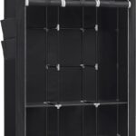 SONGMICS Clothes Wardrobe Portable Closet with Cover and 3 Hanging Rails Black RYG092B02
