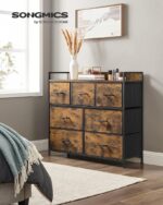 SONGMICS Dresser for Bedroom Chest of Drawers Rustic Brown and Black - Image 2