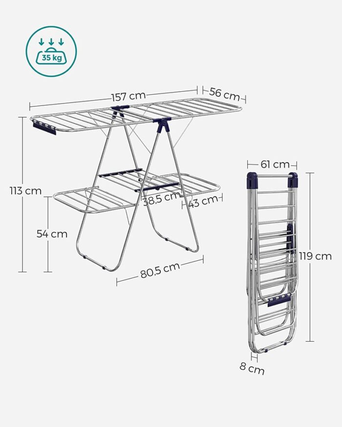SONGMICS Foldable 2-Level Clothes Airer - Image 2