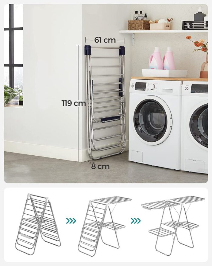 SONGMICS Foldable 2-Level Clothes Airer - Image 3