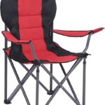 SONGMICS Folding Camping Chair with Bottle Holder Red and Black