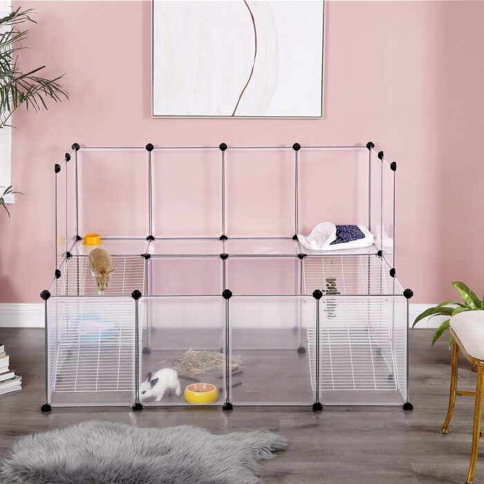SONGMICS Guinea Pig Playpen with Dense Ramp White - Image 2