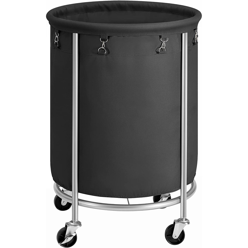image_1024 SONGMICS Laundry Basket with Wheels with Steel Frame and Removable Bag Black - Image 1