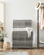 SONGMICS Laundry Hamper with Lid and Wheels 140L Grey - Image 3