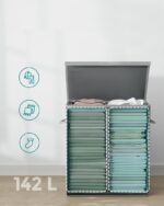 SONGMICS Linenette Fabric Laundry Hamper 142L Dark Grey - Image 3