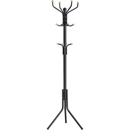 SONGMICS Metal Coat Rack 182 cm Tall Hall Tree Black