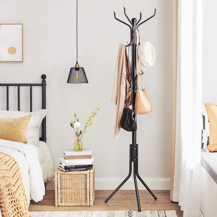 SONGMICS Metal Coat Rack 182 cm Tall Hall Tree Black - Image 3