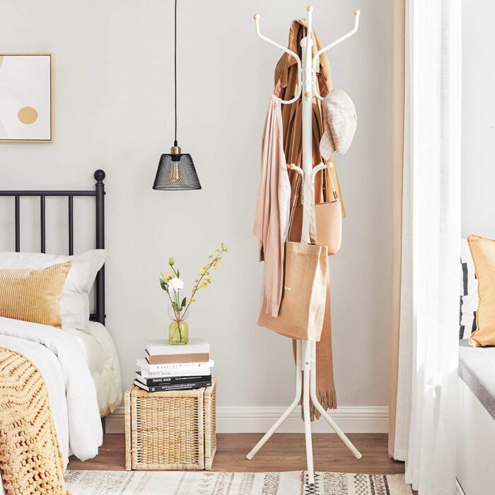 SONGMICS Metal Coat Rack 182 cm Tall Hall Tree White - Image 3