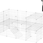 SONGMICS Metal Wire Two-Story Pet Playpen with Zip Ties White