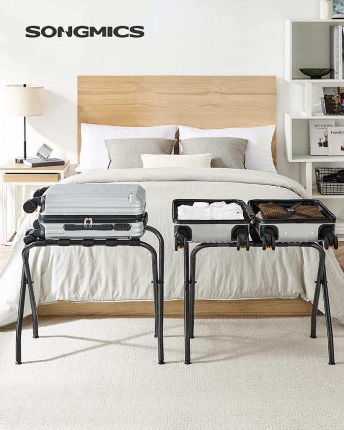 SONGMICS Steel Folding Luggage Rack Pack of 2 Black - Image 2