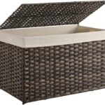 SONGMICS Storage Basket with Lid 160L Metal Frame Brown