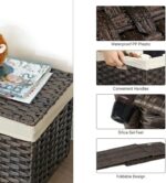SONGMICS Storage Basket with Lid 160L Metal Frame Brown - Image 3