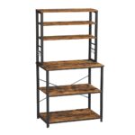 VASAGLE 6 Tier Storage Shelves with 6 Hooks Rustic Brown and Black