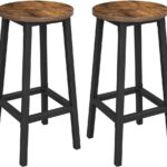 VASAGLE Set of 2 Bar Chairs Kitchen Chairs Industrial Style Rustic Brown