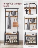 VASAGLE Coat Rack with Shoe Rack 183 cm Height Walnut Brown and Black - Image 2
