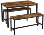 VASAGLE Dining Table Set with 2 Benches