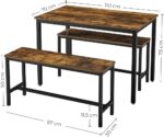 VASAGLE Dining Table Set with 2 Benches - Image 2
