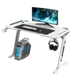 EKKIO RGB Gaming Desk Z Shape White 140cm