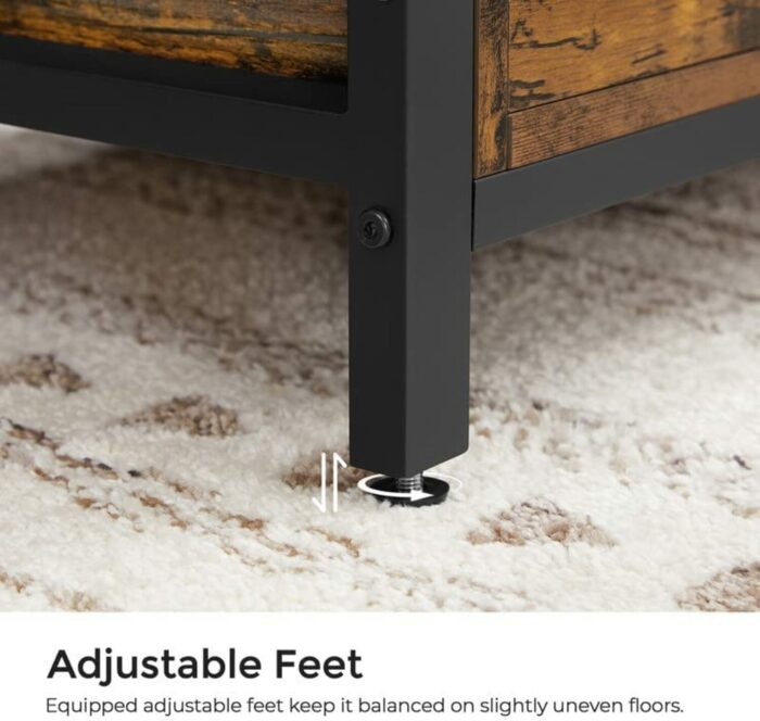 VASAGLE Entryway Storage Bench Rustic Brown and Black - Image 2