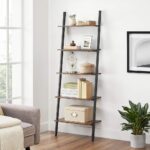 VASAGLE Industrial Ladder Shelf 5-Tier Bookshelf Rack Wall Shelf Rustic Brown and Black - Image 2