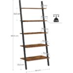 VASAGLE Industrial Ladder Shelf 5-Tier Bookshelf Rack Wall Shelf Rustic Brown and Black - Image 3