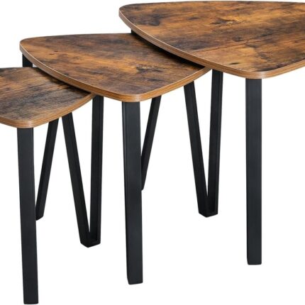 VASAGLE Industrial Nesting Coffee Table Rustic Brown and Black