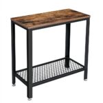 VASAGLE Industrial Side Table with Mesh Shelf Rustic Brown