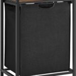 VASAGLE Laundry Hamper with Shelf and Pull-Out Bag 65L Rustic Brown and Black