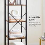 VASAGLE Narrow Bookcase Small 6-Tiers Bookshelf Industrial Rustic Brown and Black - Image 2