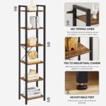 VASAGLE Narrow Bookcase Small 6-Tiers Bookshelf Industrial Rustic Brown and Black - Image 3