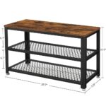 VASAGLE 3 Tier Shoe Storage Bench 73cm Rustic Brown and Black - Image 3
