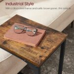 VASAGLE Slim End Table with Metal Frame Industrial Rustic Brown and Black - Image 3