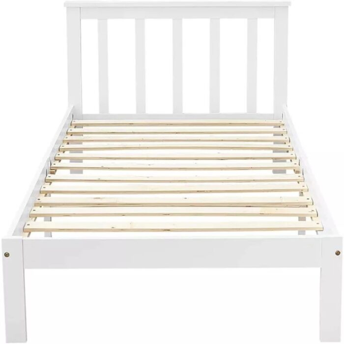 EKKIO Single Wooden Bed Frame (White) - Image 2