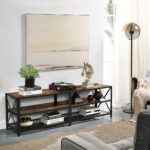 VASAGLE TV Cabinet Stand Lowboard for TVs up to 70 Inches with Shelves Steel Frame Vintage Brown/Black - Image 3