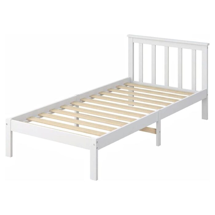 EKKIO Single Wooden Bed Frame (White) - Image 3