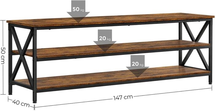 VASAGLE 147cm Entertainment Unit with Shelves - Image 3
