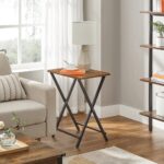 VASAGLE TV Tray Set of 2 Folding Tables Rustic Brown and Black - Image 2