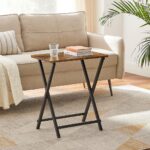 VASAGLE TV Tray Set of 2 Folding Tables Rustic Brown and Black - Image 3