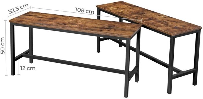 VASAGLE Set of 2 Dining Benches - Image 2