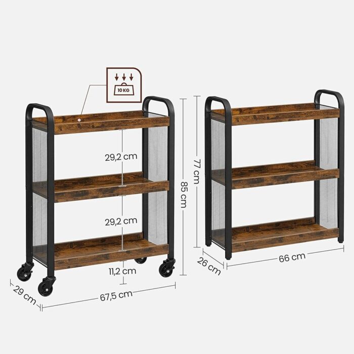 VASAGLE Utility Cart with Universal Castors - Image 2
