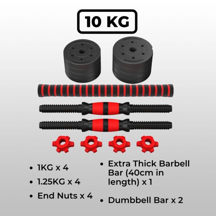 VERPEAK Adjustable Rubber Dumbbell 10kg - Image 2