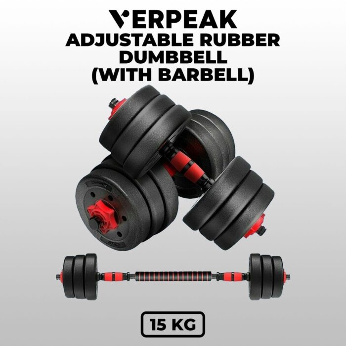 VERPEAK Adjustable Rubber Dumbbell 15kg - Image 2