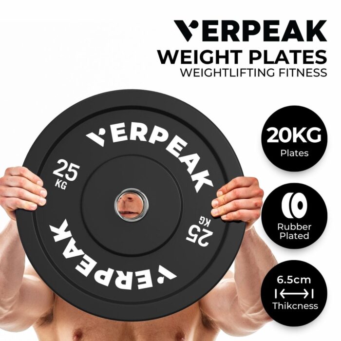 VERPEAK Black Olympic Bumper Weight Plates (25kg) - Image 2