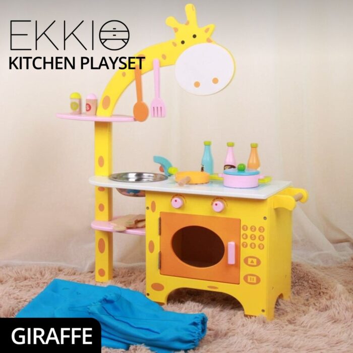 EKKIO Wooden Kitchen Playset for Kids (Giraffe Shape Kitchen Set) EK-KP-102-MS - Image 2