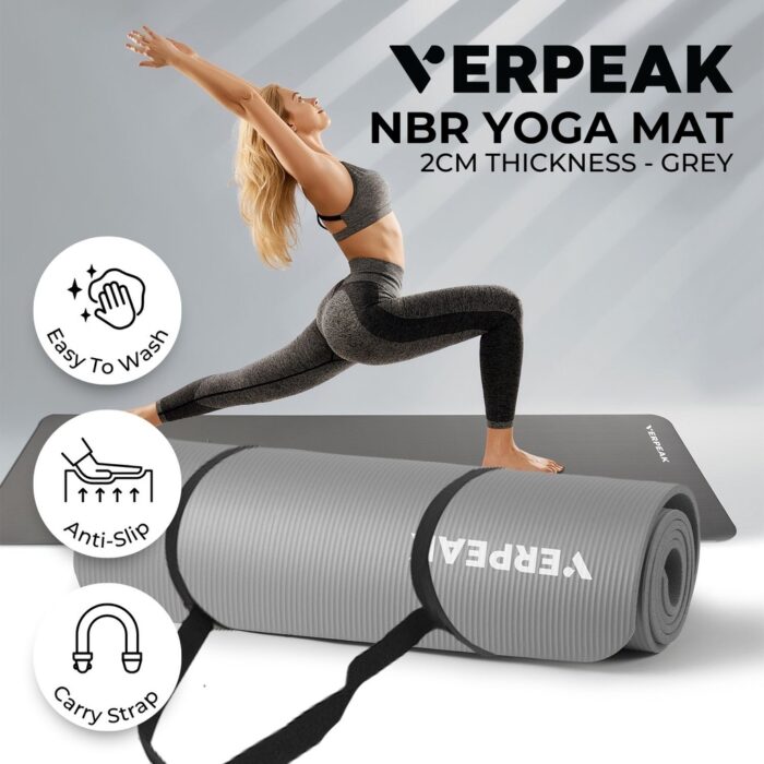 VERPEAK NBR Yoga Mat 2.0CM (Gray) - Image 2