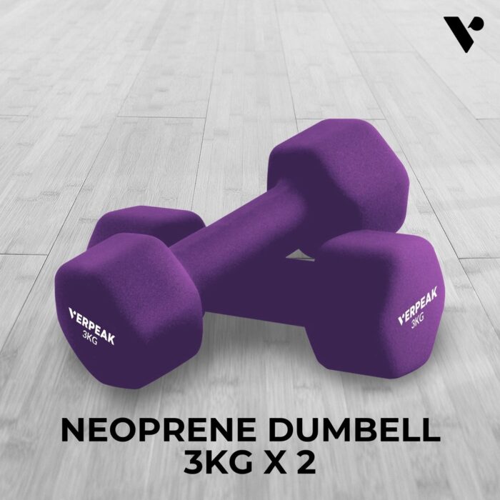 VERPEAK Neoprene Dumbbell 3kg x 2 (Purple) - Image 2
