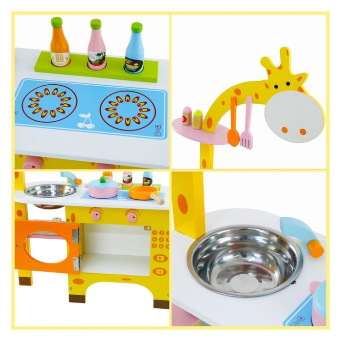 EKKIO Wooden Kitchen Playset for Kids (Giraffe Shape Kitchen Set) EK-KP-102-MS - Image 3